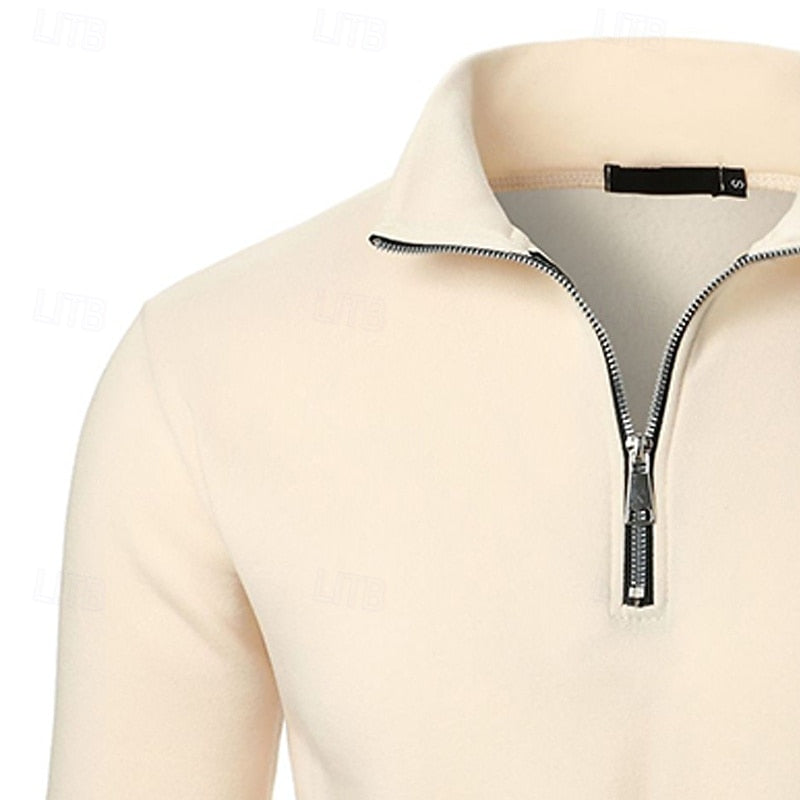 Men's mock-neck quarter-zip pullover with a stand-up collar for winter