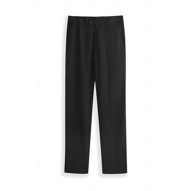 Men's tailored three-piece wedding suit with jacket, vest, and pants