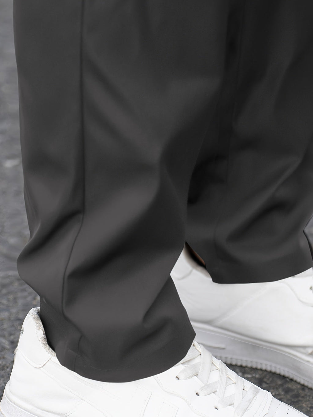 Men's tailored straight-leg dress pants, full length view