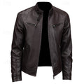 Men's classic moto jacket with standing collar and zip pockets