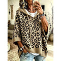 Women's animal print hooded sweater with a relaxed, graceful drape