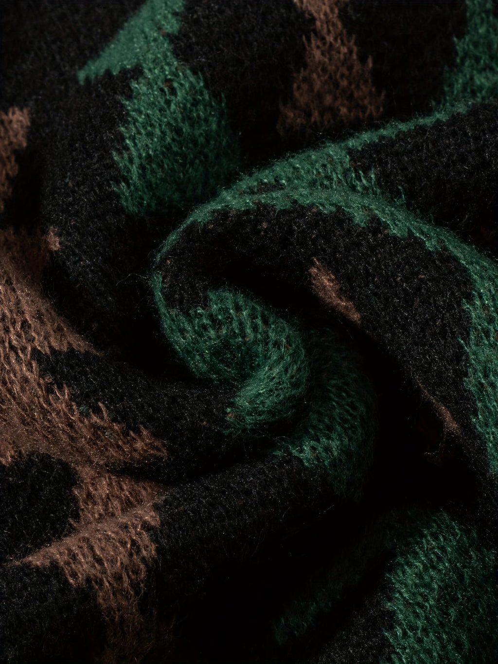 Men's Black heritage-pattern knit sweater with ribbed cuffs and trim