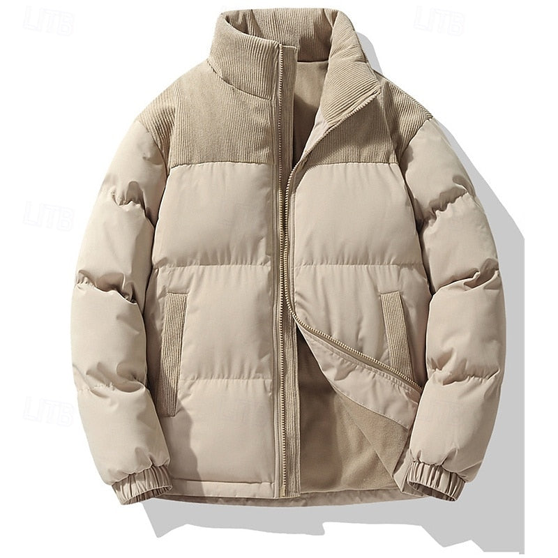 Men's insulated stand-collar puffer jacket with a relaxed regular fit