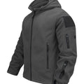 Men's insulated hooded zip jacket with chest and sleeve pockets