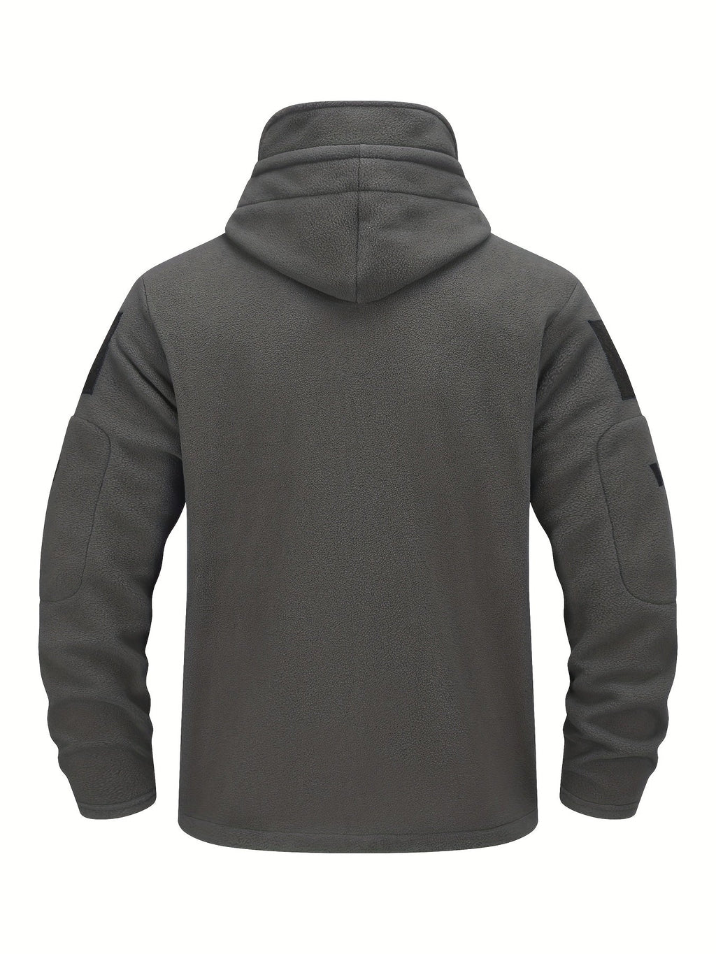 Men's insulated hooded zip jacket with chest and sleeve pockets