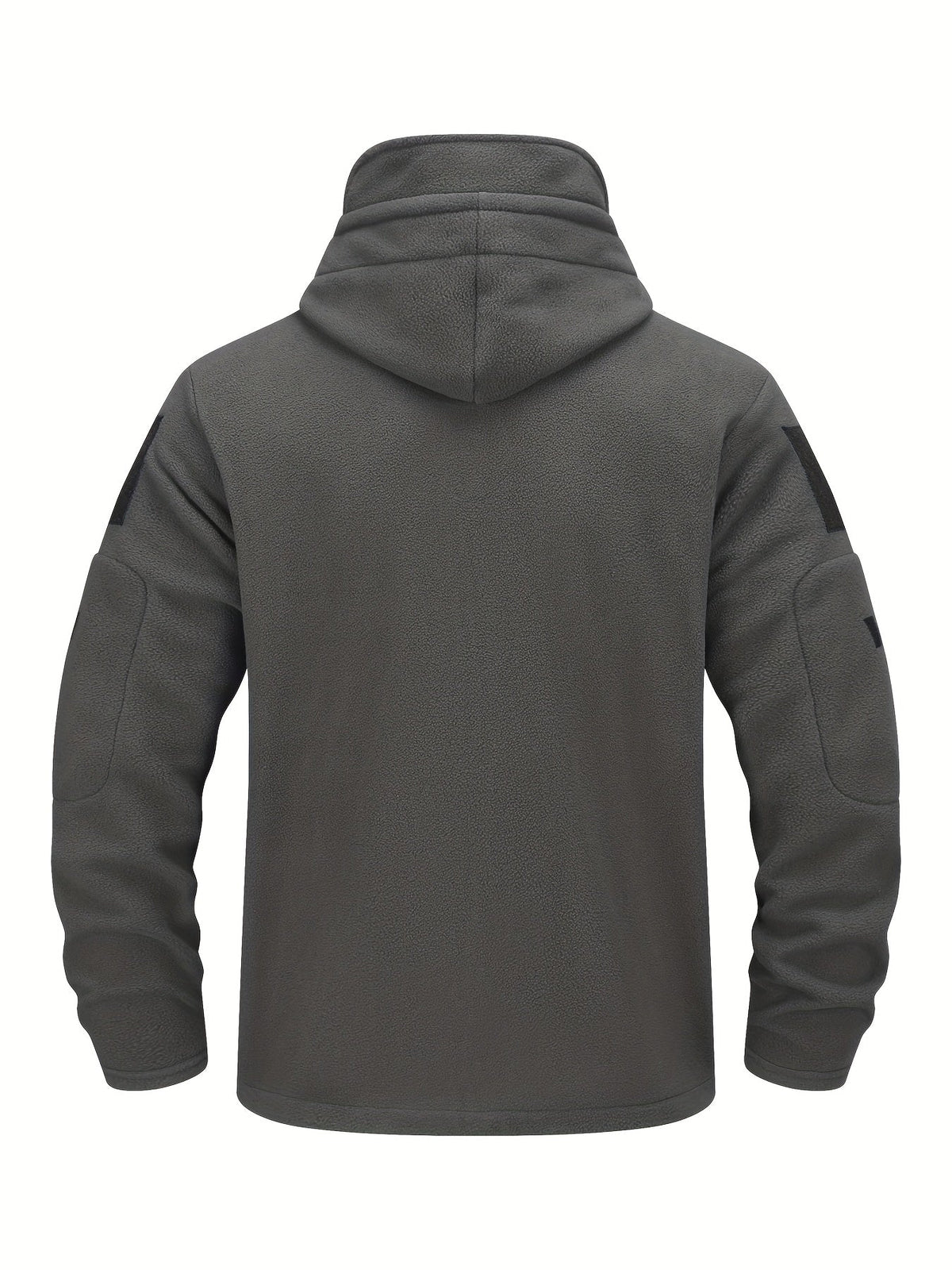 Men's insulated hooded zip jacket with chest and sleeve pockets