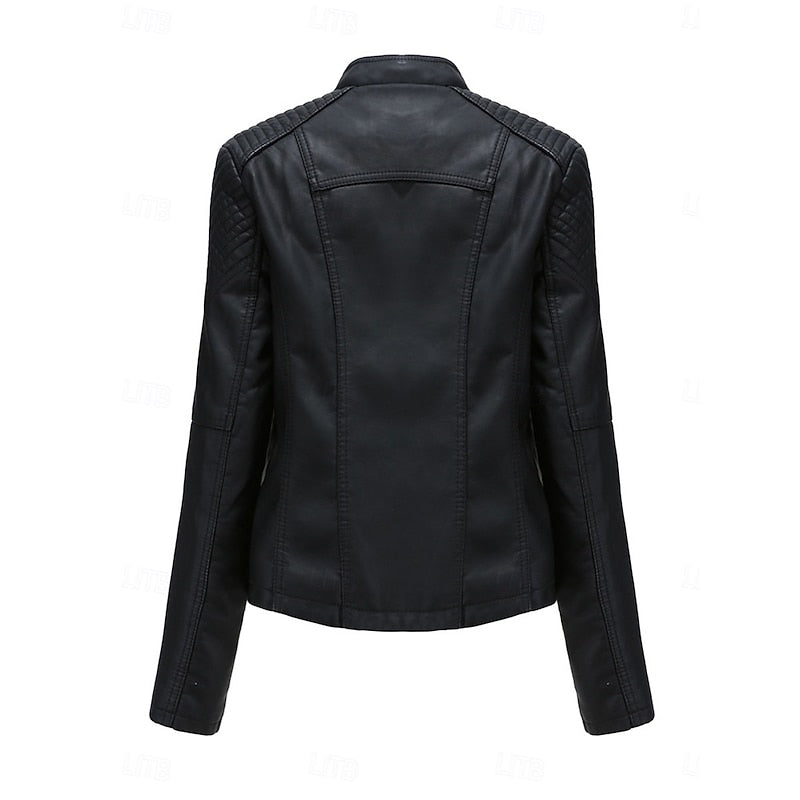 Women's sleek structured biker jacket with a tailored silhouette