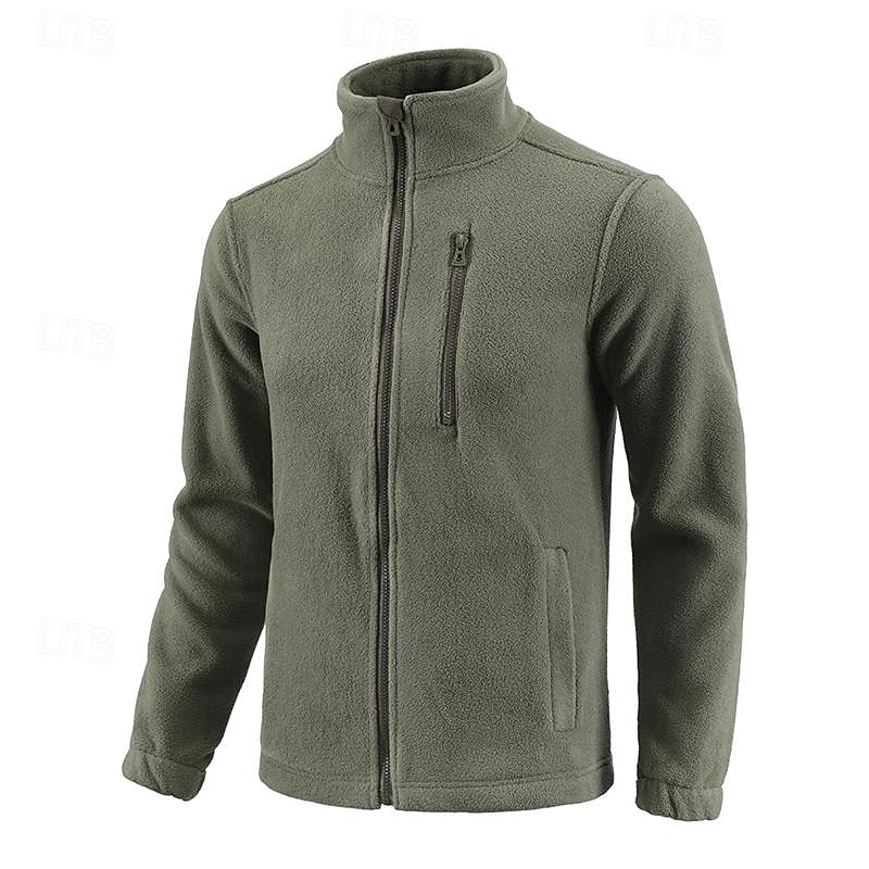 Men's insulated stand-collar jacket with a smooth full-length zip