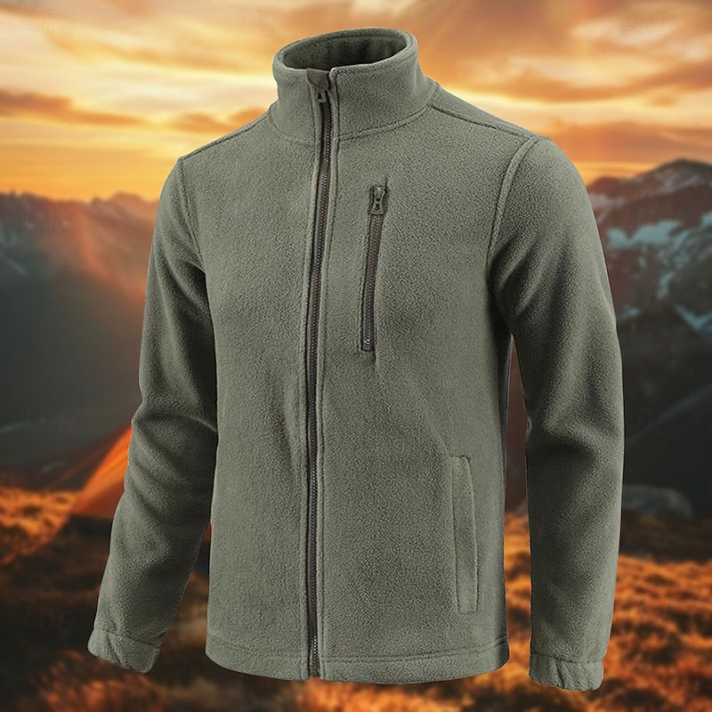 Men's insulated stand-collar jacket with a smooth full-length zip