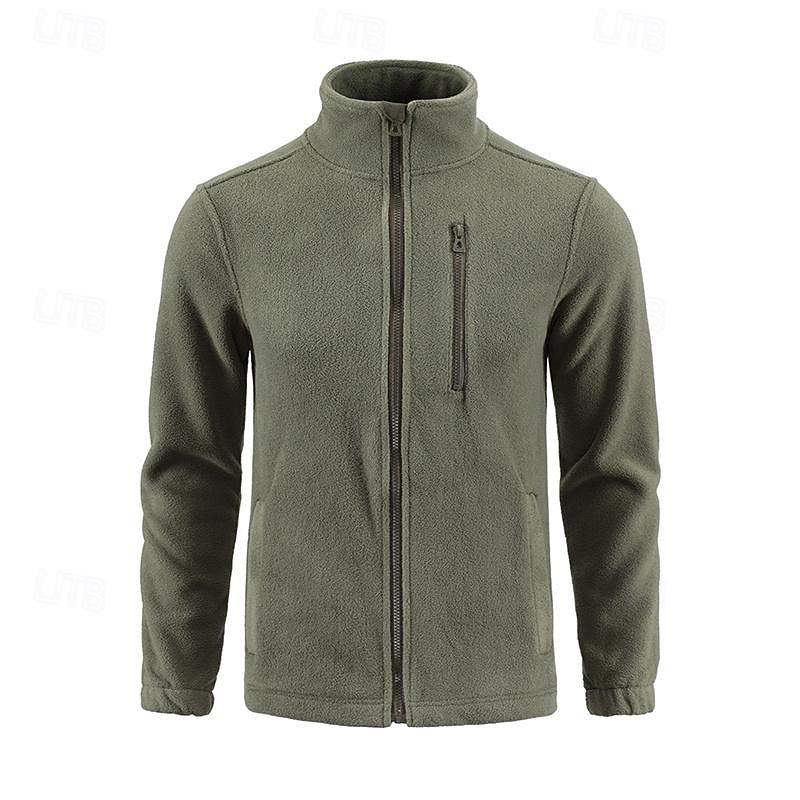 Men's insulated stand-collar jacket with a smooth full-length zip