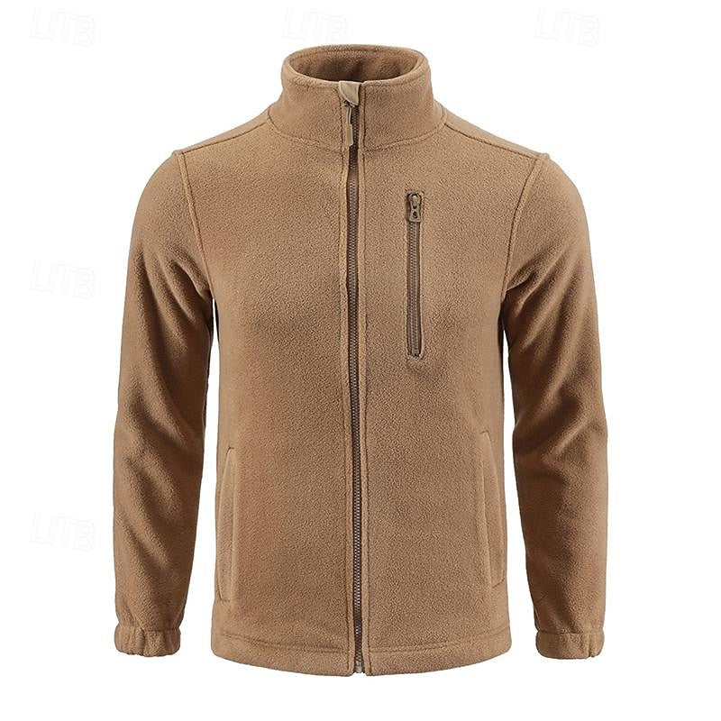 Men's insulated stand-collar jacket with a smooth full-length zip