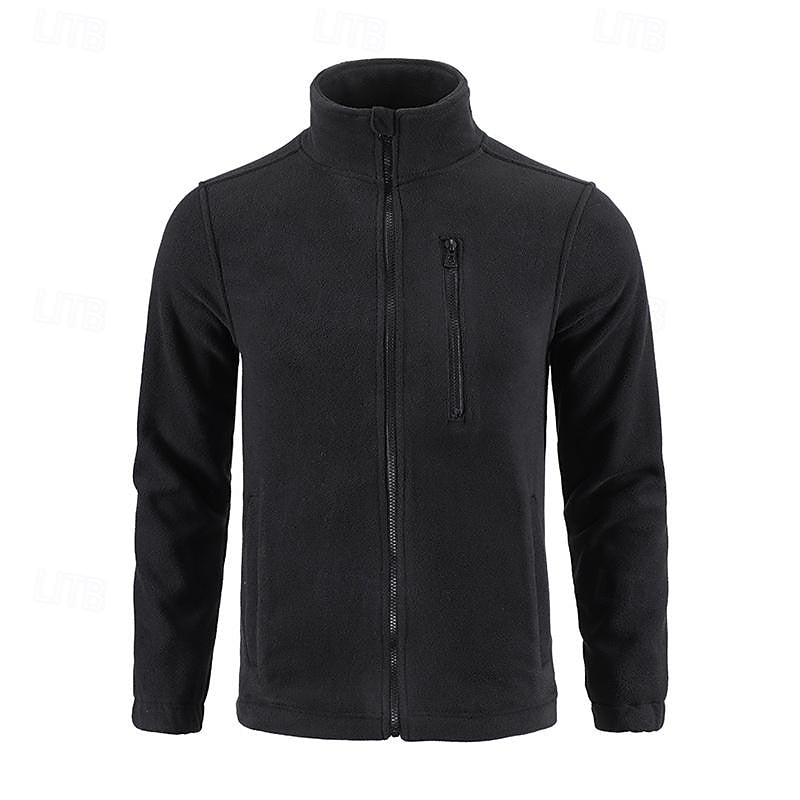 Men's insulated stand-collar jacket with a smooth full-length zip