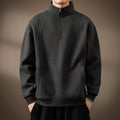 Men's dark gray quarter-zip sweatshirt with half-zip collar