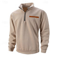 Men's quarter-zip pullover with standing collar and chest detail